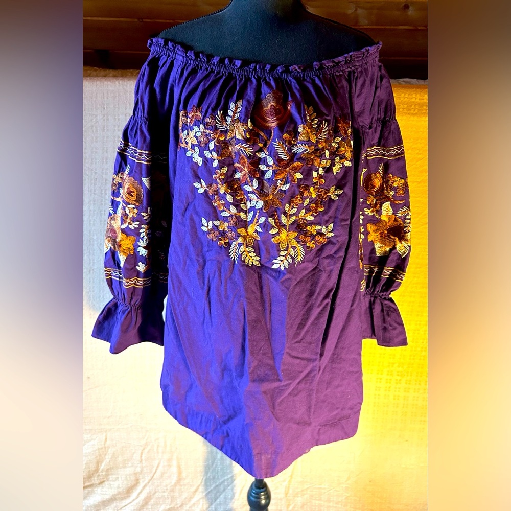 Free People Peasant Mini Dress Purple Size Small